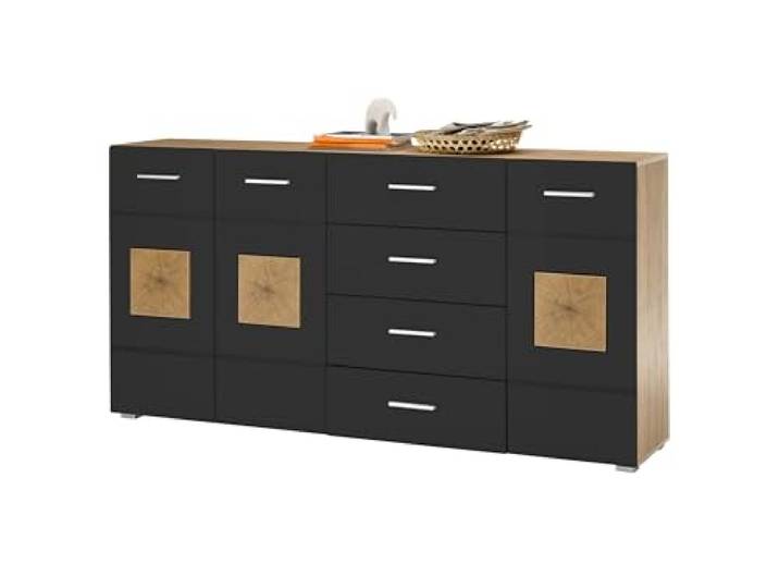 möbelando Sideboard >Georgia< in Eiche Artisan Nachbildung - 180x92x38cm (BxHxT)