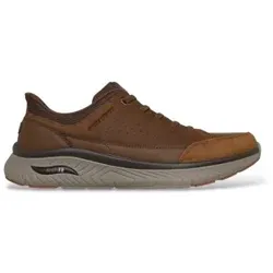 Skechers für Herren. 205656 Slip-Ins Sneakers: Arch Fit Crosser - Felix braun (44), Leder, Beige, Wohnung, Schnürsenkel, Lässig