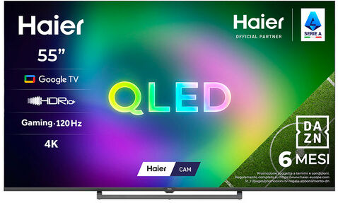 HAIER S80G Series Smart TV QLED 55'' H55S80GUX, 4K, Google TV, AI Picture Quality, Gaming 120Hz DLG, HDR10+, Dolby Audio, HDMI 2.1 x4