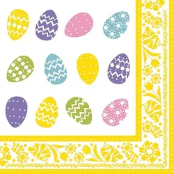 PAPSTAR 400 Servietten, 3-lagig 1/4-Falz 40 cm x 40 cm "Coloured Eggs"