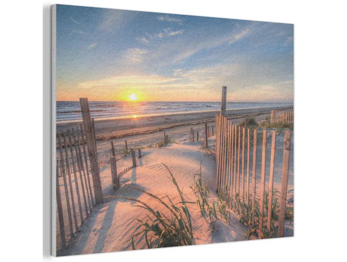 MuchoWow Akustikbild - Strand - Meer - Düne - Sonnenuntergang - Landschaft - 70x50, Beige, Kunststoff, Rechteckig, 70x50x0.9 cm, Wandverkleidung, Akustikpaneele