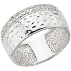 Zeeme Silber Ring Silber 925 rhodiniert mit weißen Zirkonia-Steinen