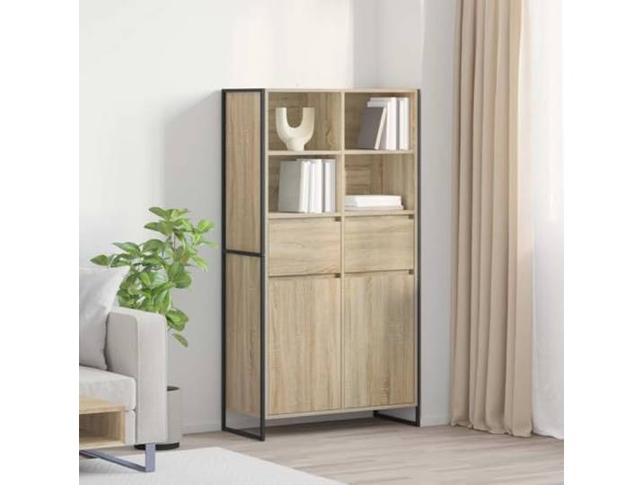 HEFZGDB Robustes Sideboard mit europäischer Handwerkskunst, Industrielles Sideboard mit Holzwerkstoff und Stahlrahmen, mit verstellbaren Regalen und Aufbewahrungsfächern, Stilvolles