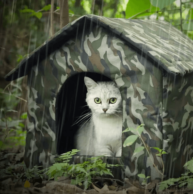 Inspire Picks Waterproof Outdoor Cat House Foldable Winter Shelter For Cats & Small Dogs s Size