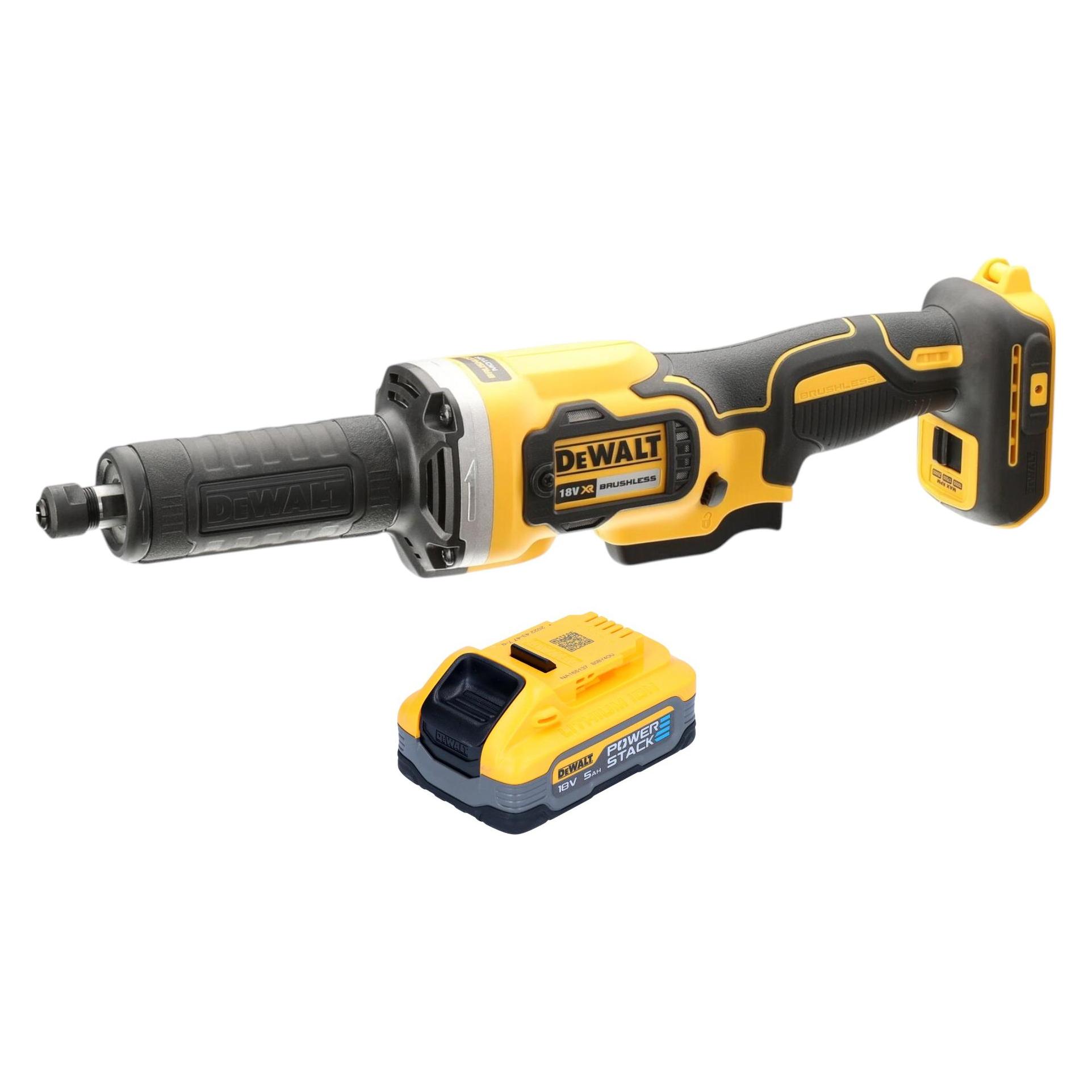 DeWalt DCG 426 N Akku Geradschleifer 18 V Brushless + 1x Powerstack Akku 5,0 Ah - ohne Ladegerät (Geradschleifer) (60312172)