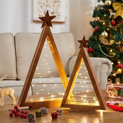 Inspired Living Rustic Wooden Christmas Tree Decor Set With LED Lights Farmhouse Tabletop Holiday Decoration Rustic Wooden Christmas Tree Decor Set With LED Lights Farmhouse Tabletop Holiday Decoration
