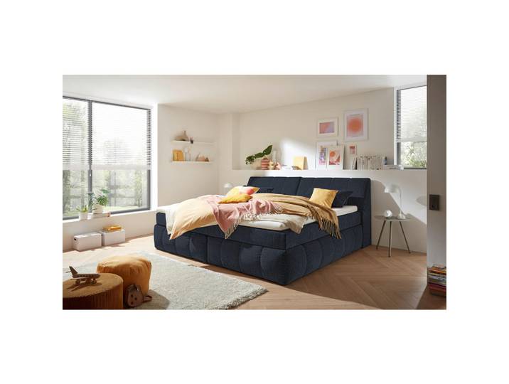 Mid.you Boxspringbett, Schwarz, Kunststoff, H2, Höhe ca. 18 cm, 240x200 cm, Bettkasten, gepolstertes Kopfteil, Federkernmatratze, Schlafzimmer, Betten, Doppelbetten
