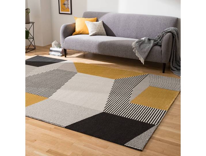 Kurzflorteppich Salzgitter Beige/Grau/Gelb 120 x 170cm Polypropylen