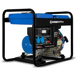 EBERTH 3,8 PS Stromerzeuger mit 2000 W Leistung 1-Phase, Diesel Stromerzeuger GG1-ERD2000H-1 mit 2x 230V und 1x 12V