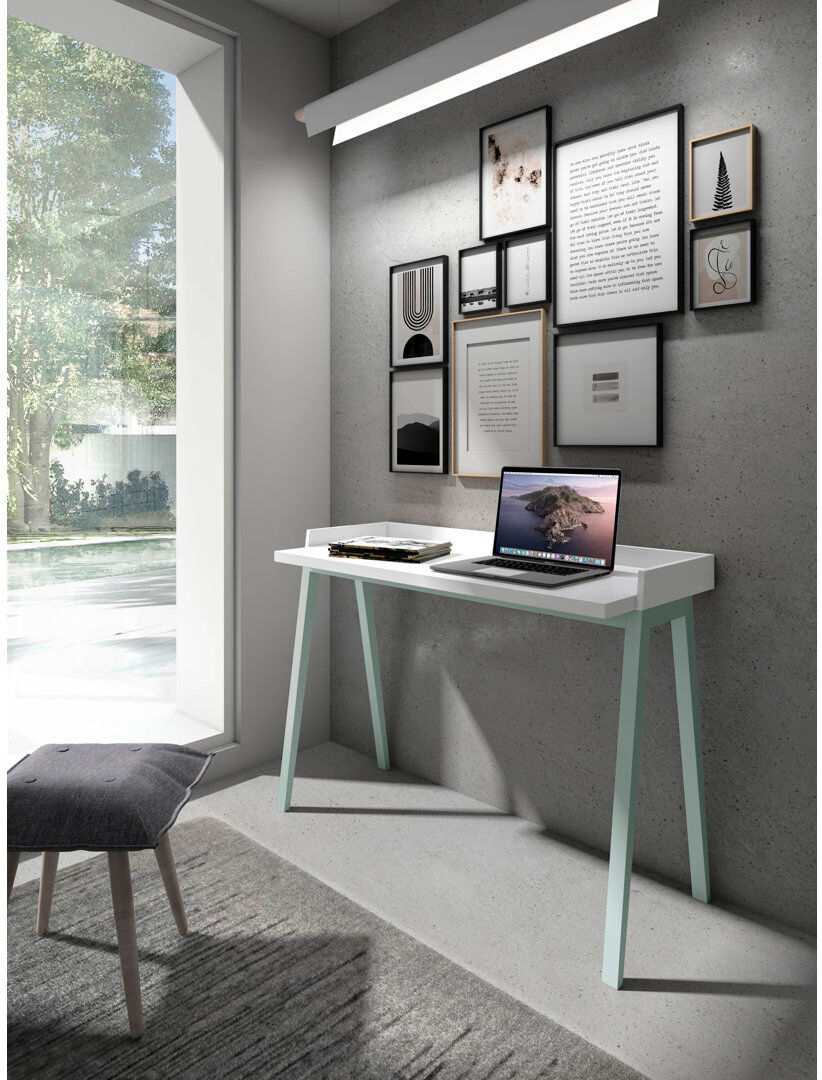 Brayden Studio Mcraney Solid Wood Writing Desk White/Green 81cm H X 110cm W X 47cm D