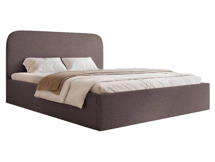 Selsey Sonvivo - Lit capitonné 160x200 avec chevet\, bouclé\, brun