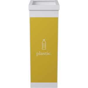 Paperflow Mülleimer Mülltrenner Plastik, weiß/gelb, aus Kunststoff, ohne Deckel, 60 Liter