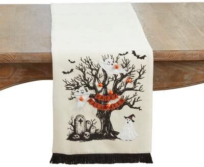 Saro Lifestyle "Happy Halloween Tree Table Runner - 13""x72"""