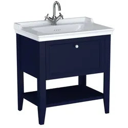 VitrA Valarte Waschtisch-Möbel-Set 65776 79,5x53x88cm, 1 Vollauszug, Korpus stahlblau/Waschtisch weiß hochglanz