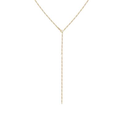 Y-Kette ELLI "Halskette Y-Kette Figaro Basic Trend Verstellbar 925 Silber" Gr. 40, gold, Halsketten, Damen, ohne Stein, Silber 925 (Sterlingsilber)