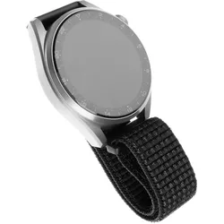 Fixed 22mm Reflective Black Nylon Smartwatch Strap (22 mm, Nylon), Uhrenarmband, Schwarz