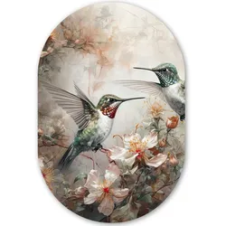 WANDBILD Kolibri - Vögel - Blumen - Pflanzen Wanddeko Schlafzimmer 60x90 cm