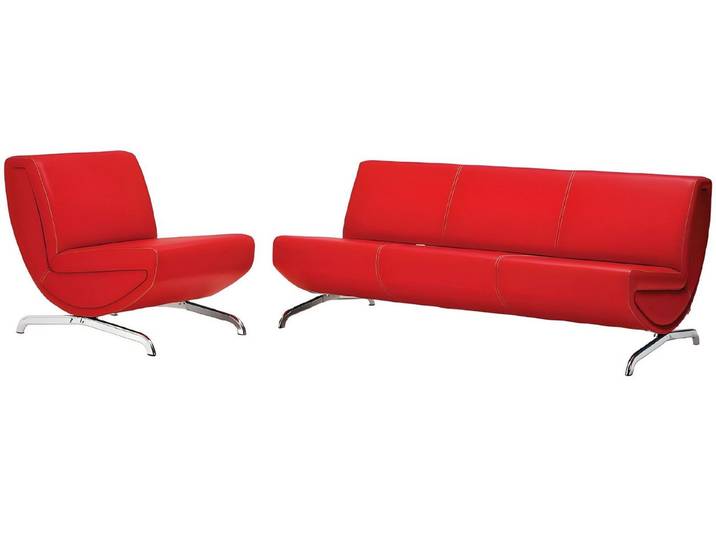 Xlmoebel Sitzbank Ledersofa mit Sessel, hochwertige Polsterung, elegantes Design (3-Sitzer Sofa + Sessel), Hergestellt in Europa