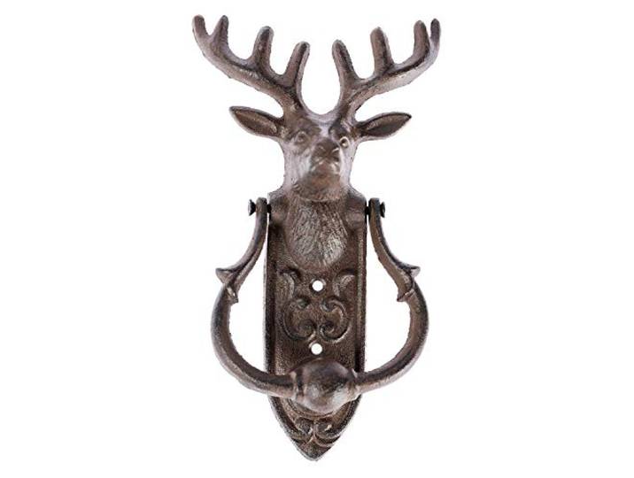 HOMESCAPES Deer Deur Knocker of Gate Knocker Antieke Stijl Stage Hoofd Bruin Gietijzeren Knocker