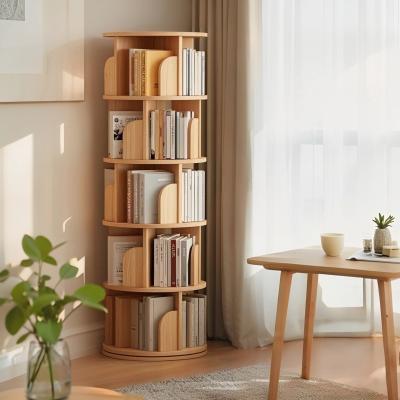 PARISLOFT 360-Degree Rotating 5-Tier Bookcase, Round Storage Shelves with Baffle Design - 18.11 X 18.11 X 61.81''