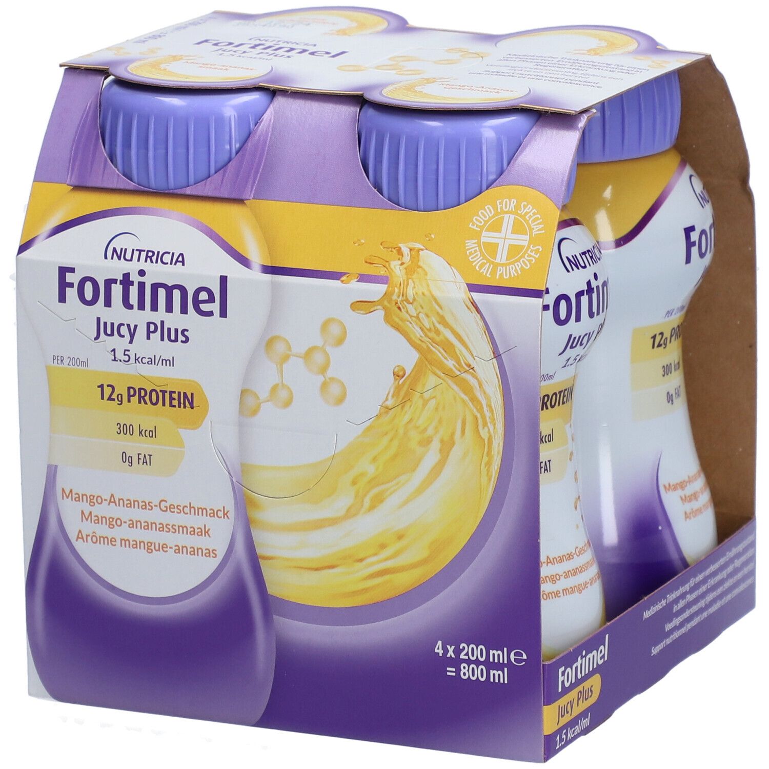 Fortimel Jucy Plus Mango Ananas 4x200 ml Flüssigkeit