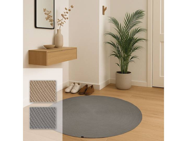 Teppich ASTRA Paris , grau, H:8mm Ø:120cm, Kunstfaser, Teppiche, Teppich, In- und Outdoor geeignet, Aussenbereich, Wohnzimmer