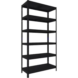 Steckregal Biedrax 40 x 90 x 240 cm, Schwarz, 6 Stahlböden, Fachlast 100 kg pro Fachboden
