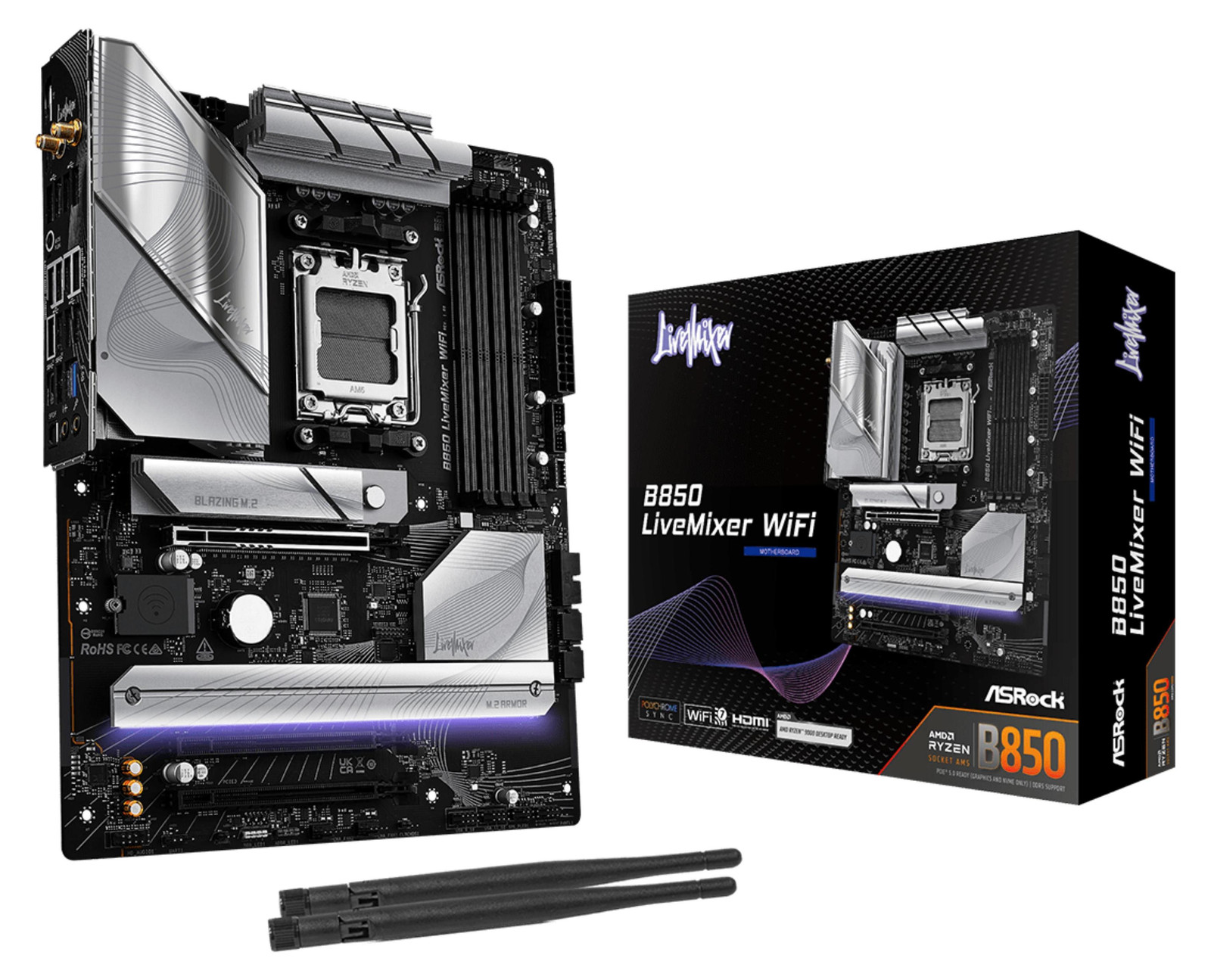 ASRock B850 LiveMixer WiFi AMD B850 Socket AM5 ATX moederbord