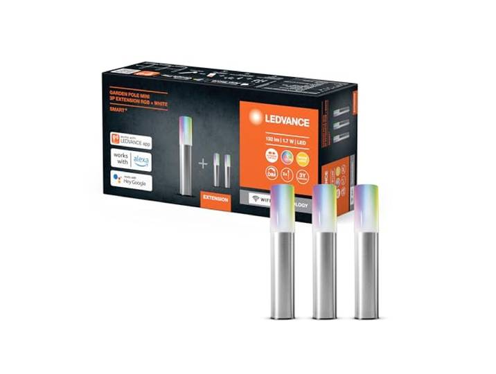 LEDVANCE Smarte LED Gartenleuchte mit WiFi Technologie, Erweiterung um 3 Mini Garten Poles für Außen, RGB-Farben änderbar, Kompatibel mit Google und Alexa Voice Control, SMART+ WIFI GARDPOLE MINI