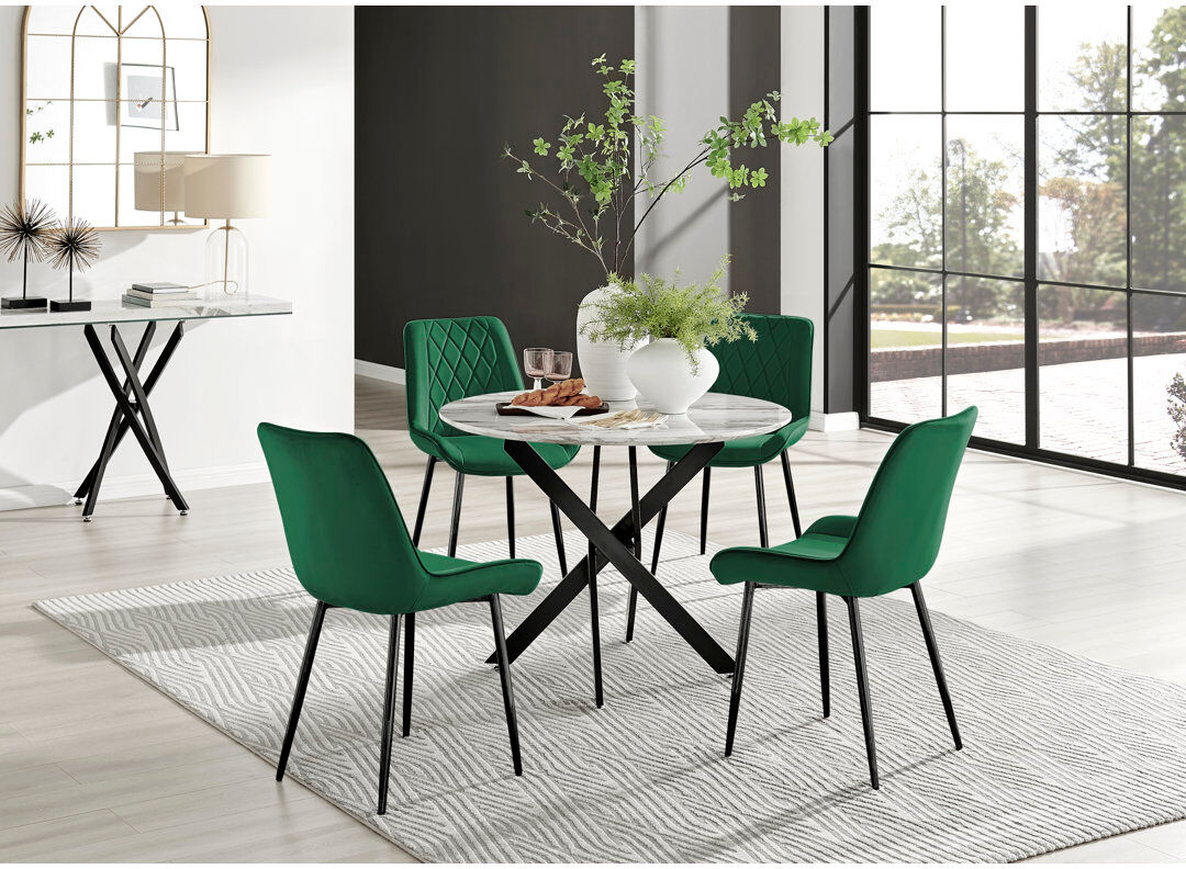 Canora Grey Eubanks 4 -Person Dining Set Green/Black 4