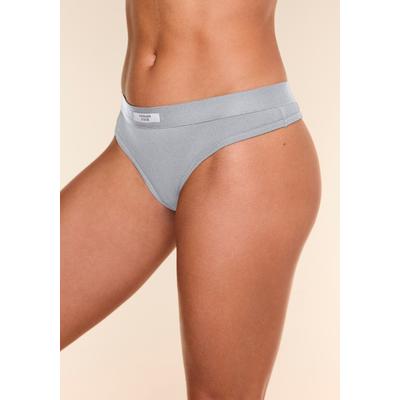 String COPENHAGEN STUDIOS, Damen, Gr. M (38), grau (grau, meliert), Feinripp, Obermaterial: 96% Baumwolle, 4% Elasthan, meliert, körpernah, Unterhosen String, angenehme Ripp-Qualität