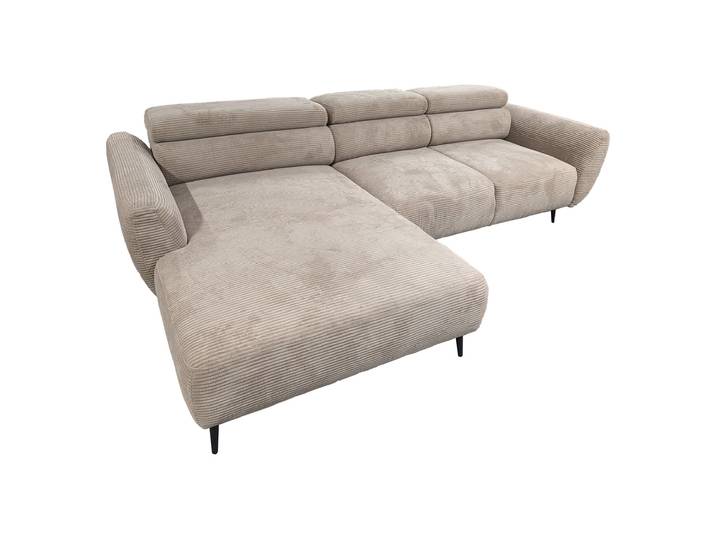 Ecksofa beige Cord elektrisch ausfahrbar 277 cm - OT links - AVELINO