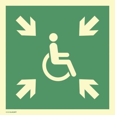 Schild Vorläufige Evakuierungsstelle, Kunststoff, langnachleuchtend, 160-mcd, 400x400 m