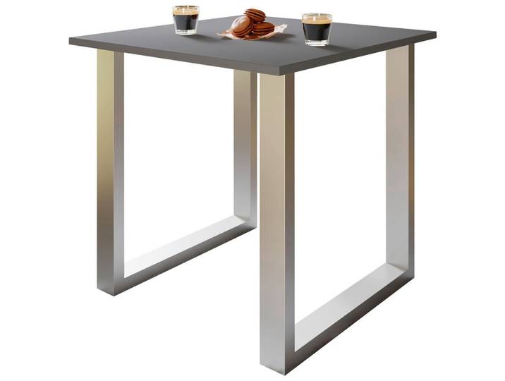 Mid.you Esstisch, Silberfarben, Holzwerkstoff, Kufe, 80x76x80 cm, Esszimmer, Esstische, Esstische