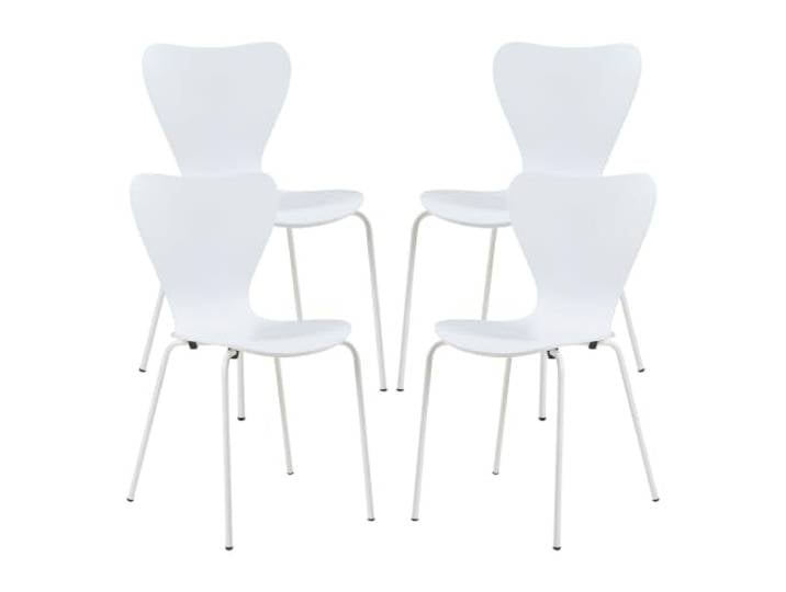 Helloshop26 Esszimmerstühle, 80 x 48 x 45,5 cm, modernes Design, robust, weiß, 03_0009809, 4 Stück