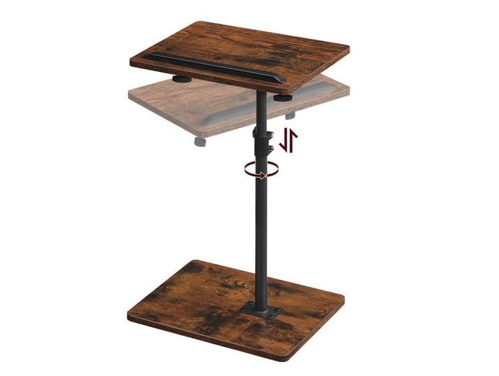 Beistelltisch C-Form höhenverstellbar drehbar Braun, 38x75x28 cm, Wohnzimmer, Wohnzimmertische, Beistelltische