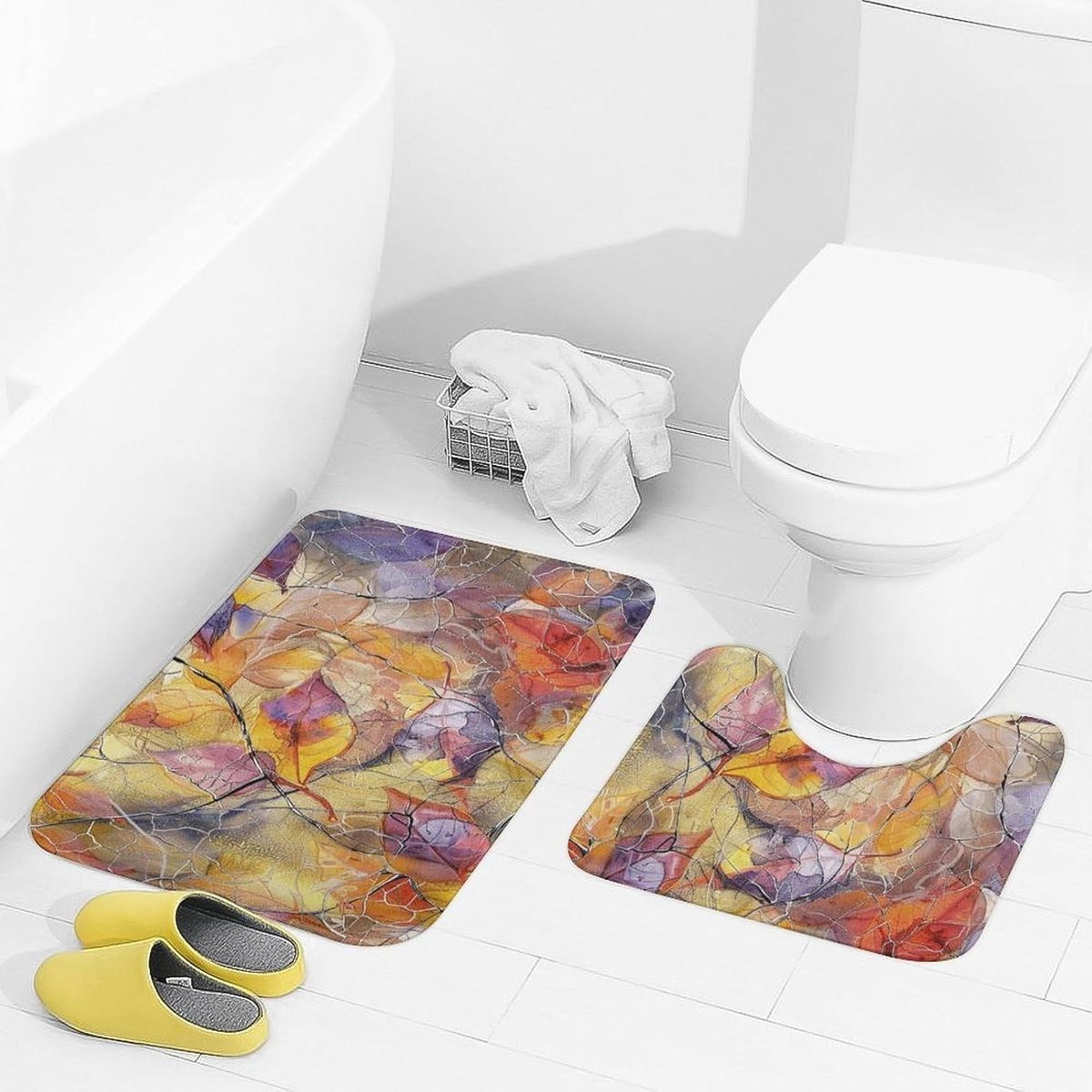 Set van 2 waterabsorberende microvezel badkamermatten voor volwassenen - Stijl 2