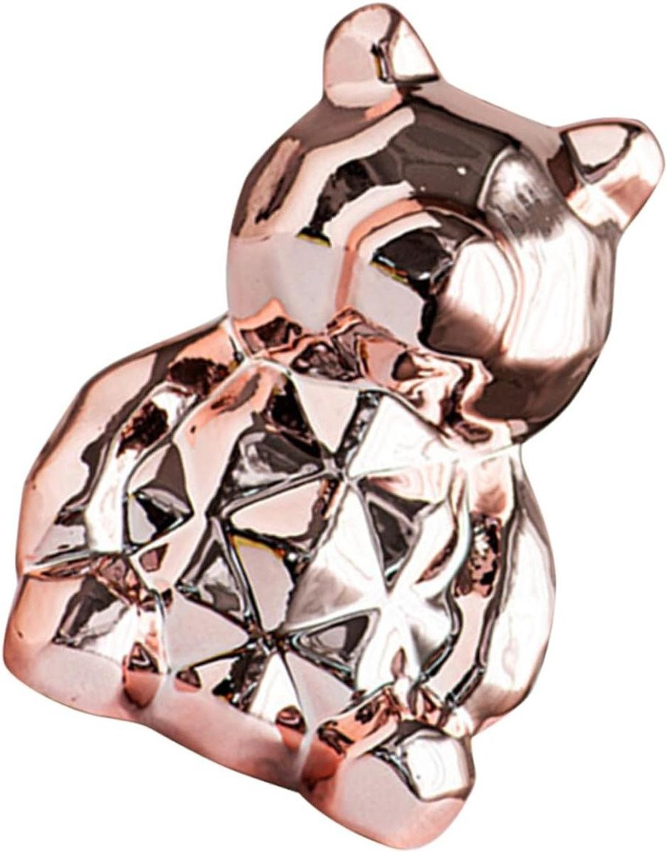 Keramisch Beren Beeldje voor Woondecoratie - Rosé Goud - 9 x 9 x 12,5 cm