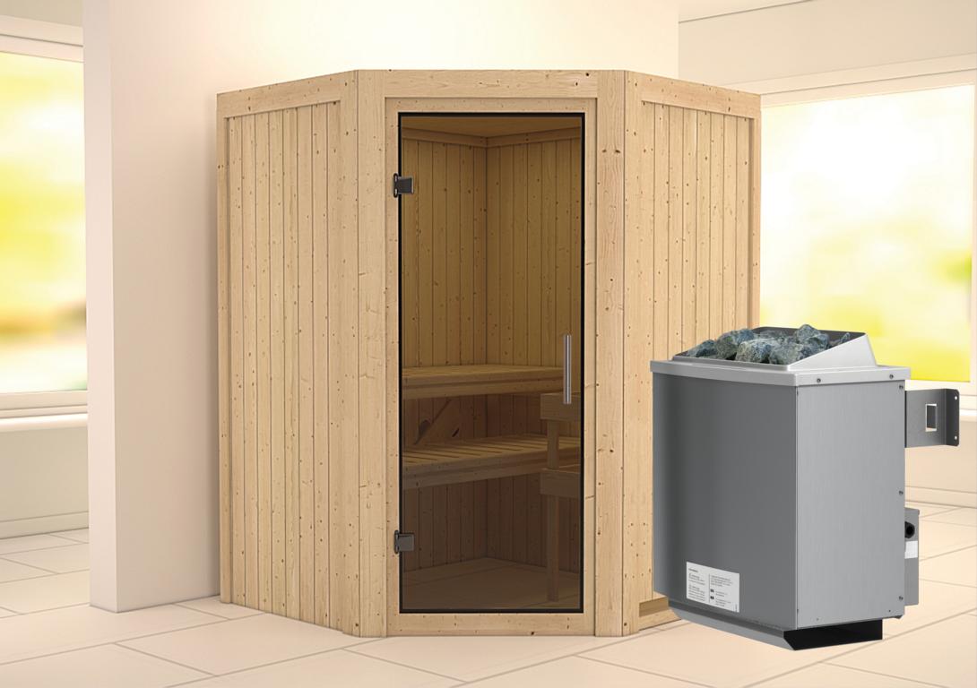 KARIBUHOLZT Sauna Larin Eck,9KW integr. Strg graphitf. GGT 09231373