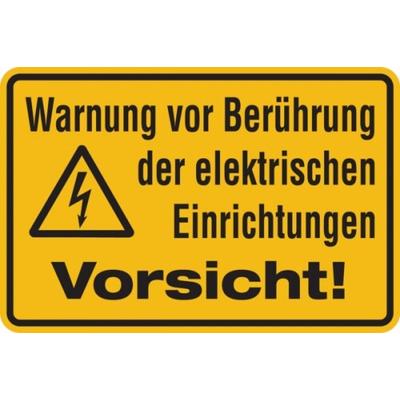 Warnschild, Warnung vor Berührung der elektrischen Einrichtungen, 200 x 300 mm, Folie - 300x200 mm Folie selbstklebend