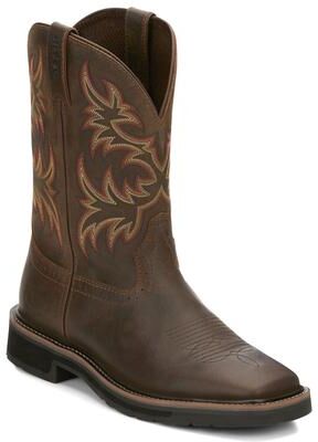 "Justin Original Workboots Driller 11"" Square Toe - Mens 10 Brown Boot D"