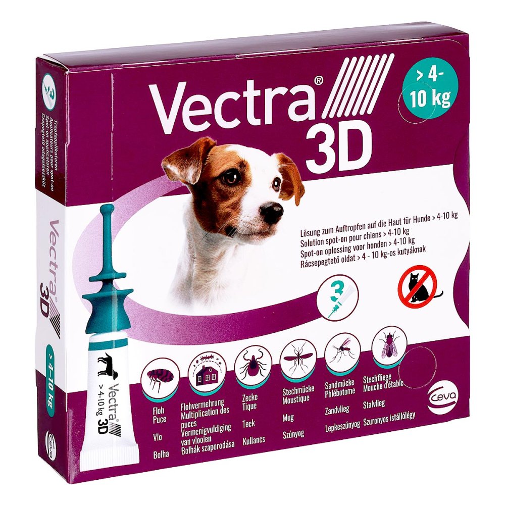 O'ZOO GmbH Vectra 3D Lösung gegen Zecken & Flöhe für Hunde 4-10 Kg 18910197