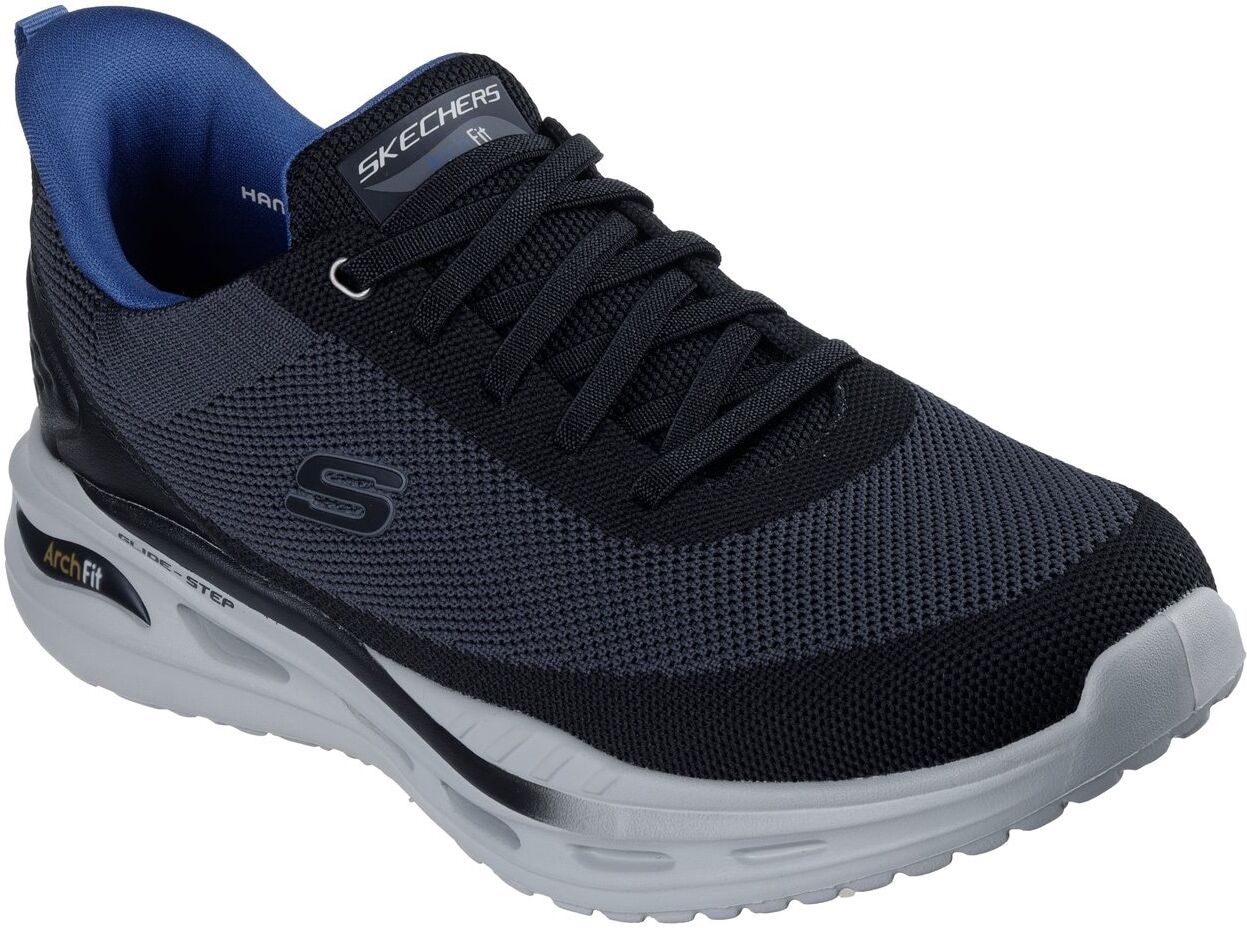 Slip-On Sneaker SKECHERS "ARCH FIT ORVAN-KINCADE", Herren, Gr. 42, Polyester, schwarz-weiss (schwarz, weiß), Textil, Schuhe Slip-On Sneaker, Trainingsschuh, Schnürschuh, Schlupfschuh mit Memory Foam schwarz, weiß 42, Polyester