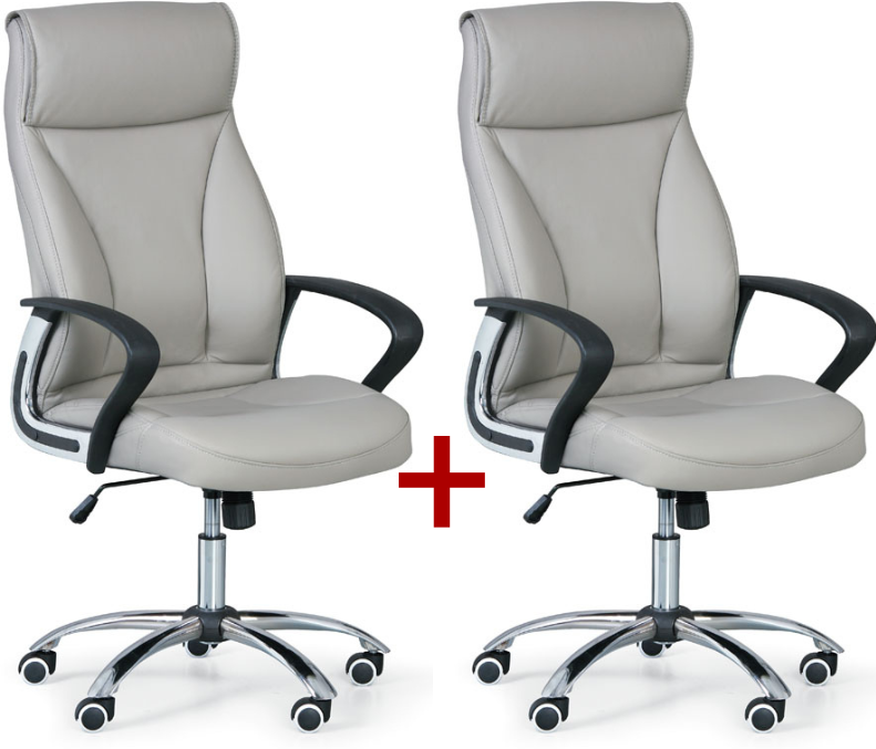 B2B Partner Leder-Bürosessel DERRY 1+1 GRATIS, grau