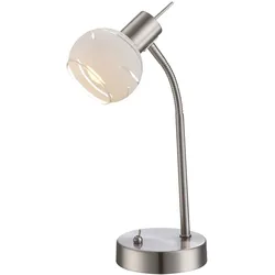 Tischlampe LED Nachttischleuchte Schlafzimmerlampe Tischleuchte Wohnzimmerlampe, flexibel, nickel matt Glas, 5W 320lm warmweiß, LxBxH 22x22x34 cm