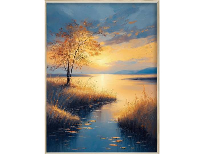 Metallbild Atmospheric Landscape II, Mehrfarbig, Metall, Landschaft \u0026 Natur, quadratisch, 60x80x4 cm, gerahmt, Bilder & Rahmen, Bilder, Holz & Metallbilder