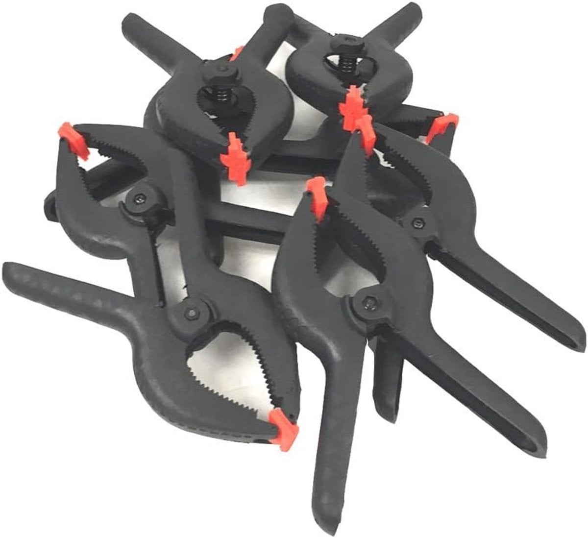 Set van 8 zwarte nylon veerklemmen met draaibare uiteinden, 9 inch
