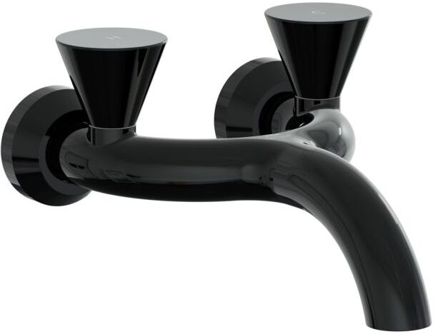 VitrA Liquid Zweigriff-Waschtischarmatur A4274839 Ausladung 240mm, Wandmontage, schwarz hochglanz