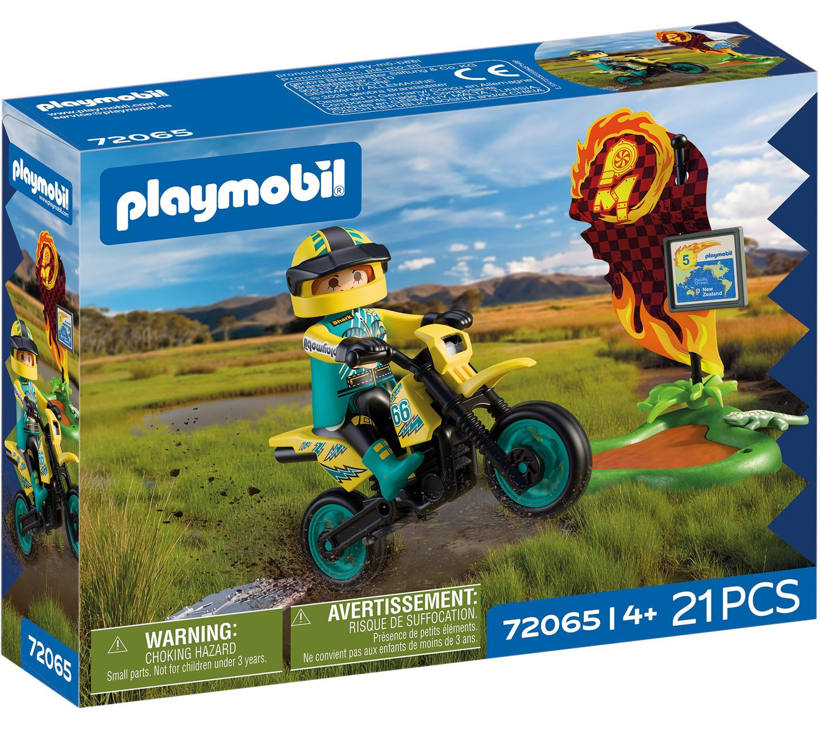 Playmobil 72065 Motocross Racing Vehicle met rijder en accessoires, 21 stuks