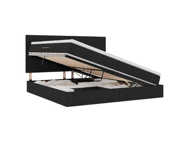 KKgypkn Hier ist der optimierte Titel gemäß Ihren Vorgaben: **Seitenliftbett Schwarz 200x200 mit Matratze, Stauraumbett aus Kunstleder, Betthöhe 48,5 cm, Polyester**